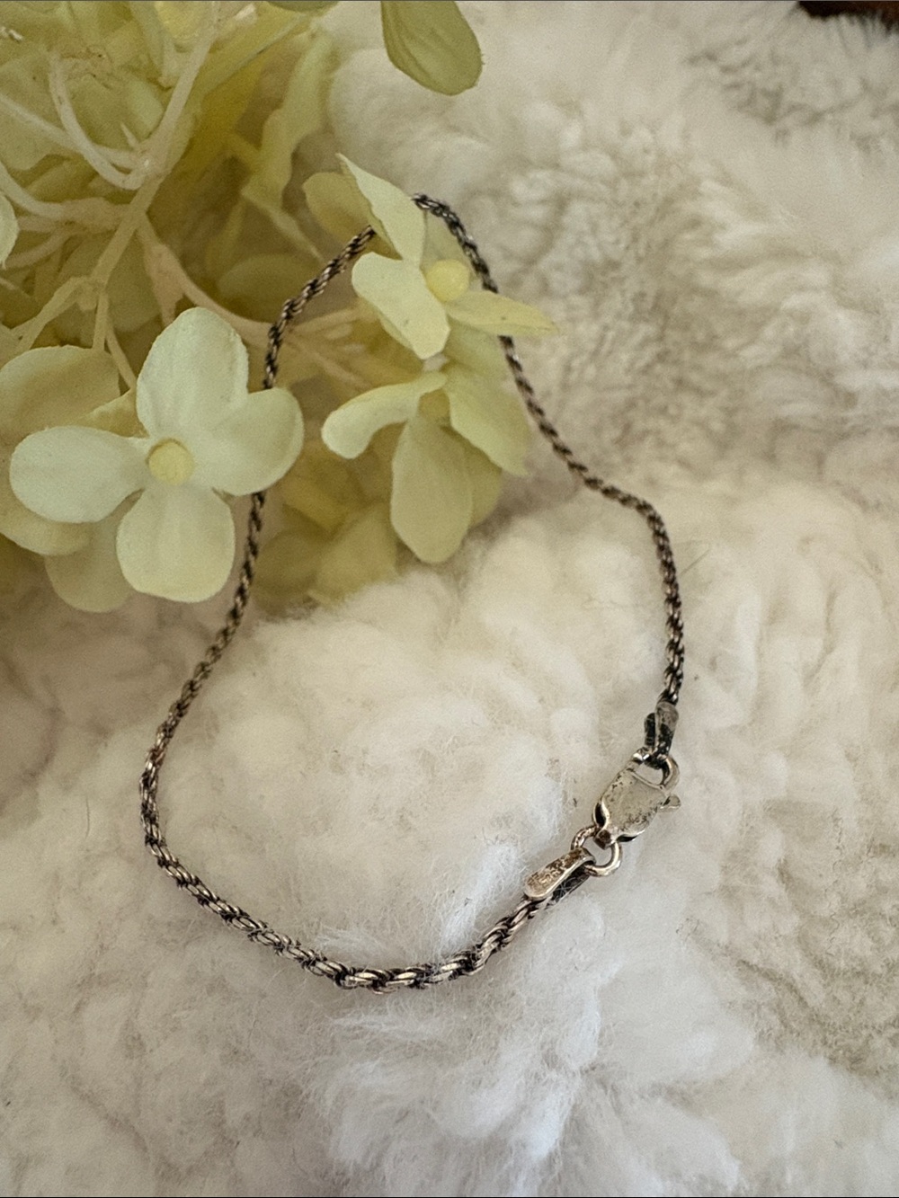 Sterling-Style Twisted Rope Chain Anklet in Silver